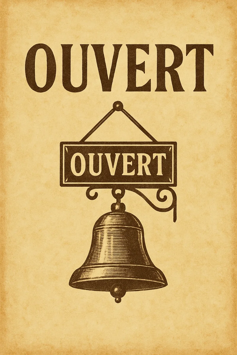 Affiche Ouvert Vintage
