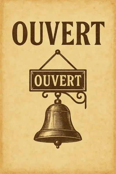 Affiche Ouvert Vintage