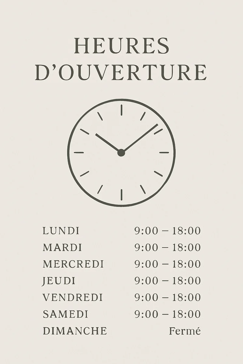Affiche Heures Ouverture