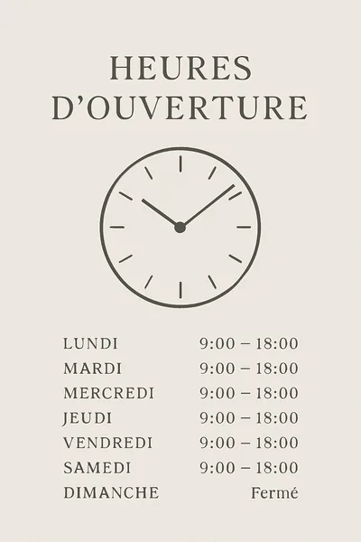 Affiche Heures Ouverture