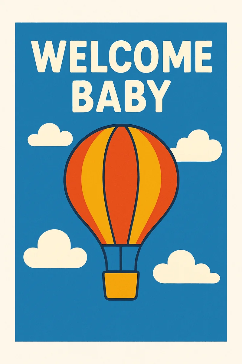 Affiche Naissance Mongolfière
