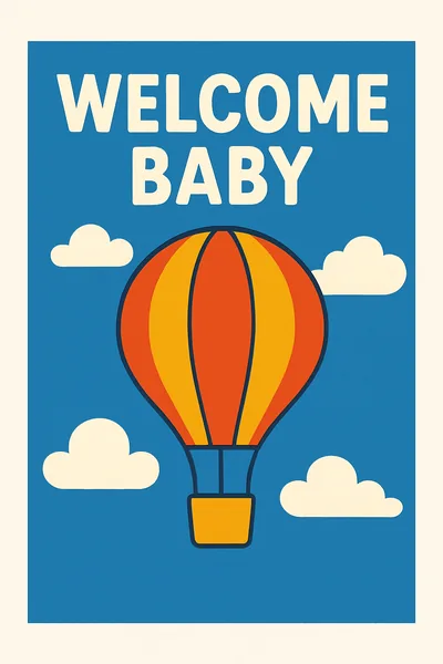 Affiche Naissance Mongolfière