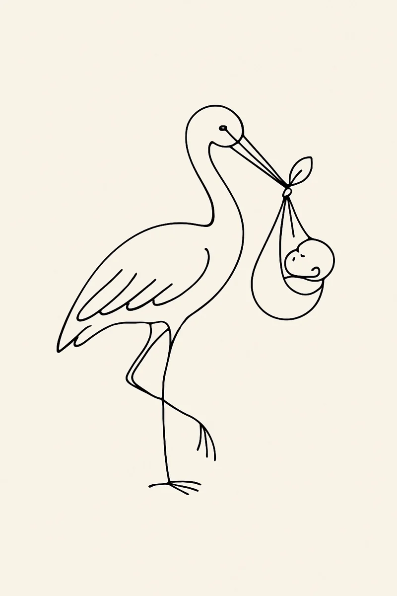 Affiche Cigogne Bebe