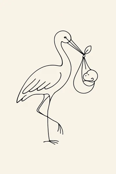 Affiche Cigogne Bebe