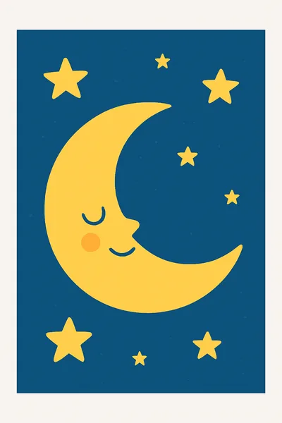 Affiche Lune et Etoiles Bebe