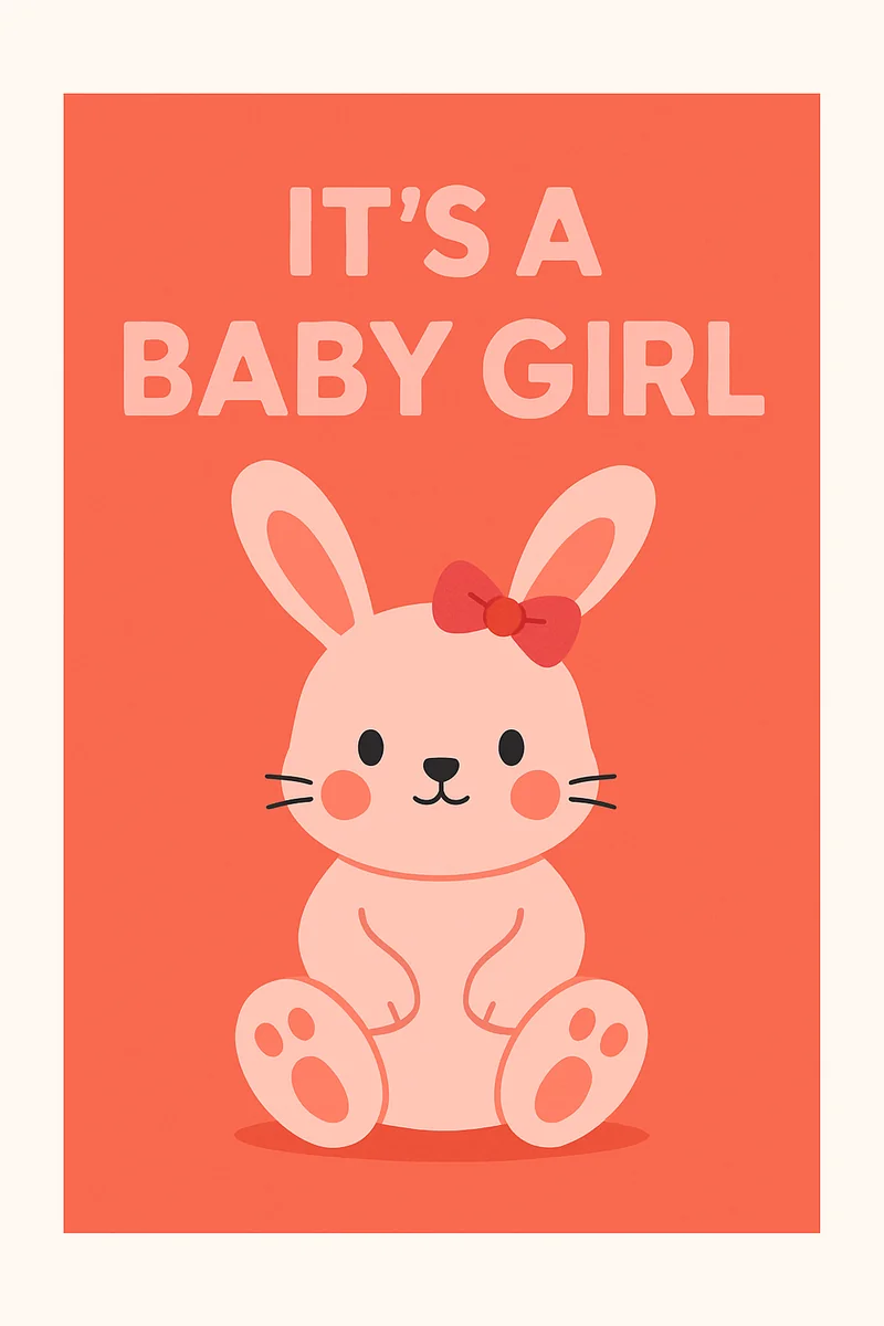 Affiche Bebe Fille Rose