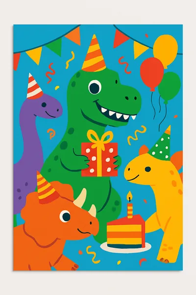 Affiche Anniversaire Dinosaure