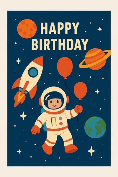 Affiche Anniversaire Astronaute