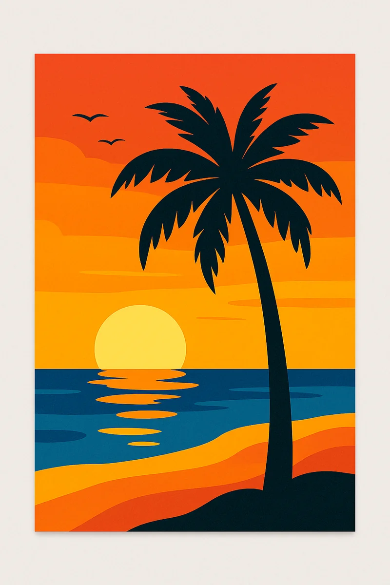 Affiche Coucher Soleil Plage