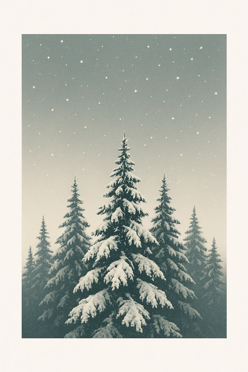 Affiche Foret de Sapins Neige
