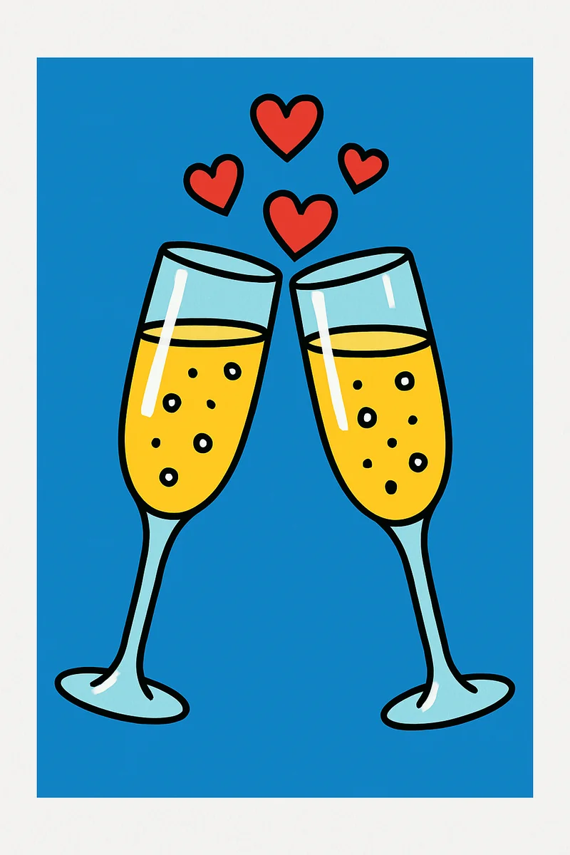 Affiche Champagne Coeurs