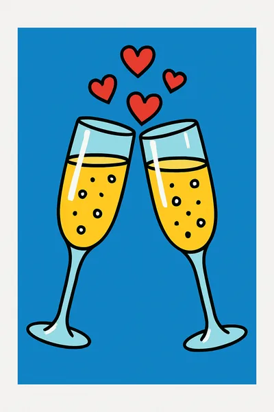 Affiche Champagne Coeurs